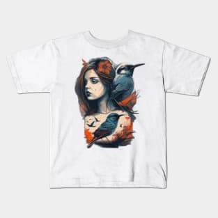 Girl and birds Kids T-Shirt